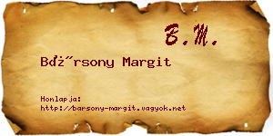 Bársony Margit névjegykártya
